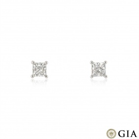 Platinum Princess Cut Diamond Earrings 1.20ct TDW